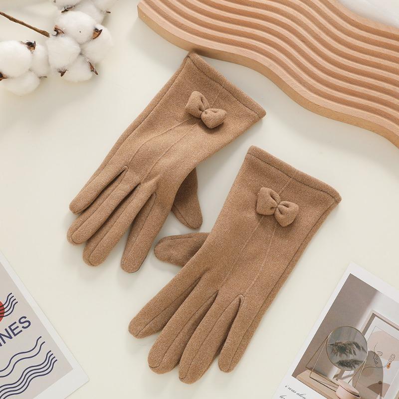 Warm gloves women's fleece cold-proof outdoor riding electric car rabbit down bow autumn and winter gloves