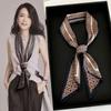 Temperament Long wide hair band, tied bag belt, double-sided silk scarf, retro literary satin streamer ins multi-functional scarf