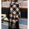Winter Plaid Printed Pashmina Scarf Tassel Shawl Woman Warmer Wraps Outdoor Windproof Muffler Cashmere Like Scarves