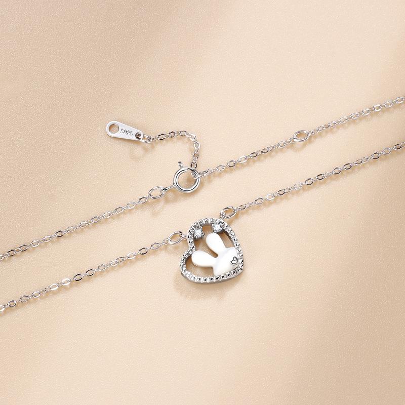 Sweetheart Cute Rabbit Necklace Female Fresh and Sweet Korean Exquisite Ins Style Fritillary Love Rabbit Pendant