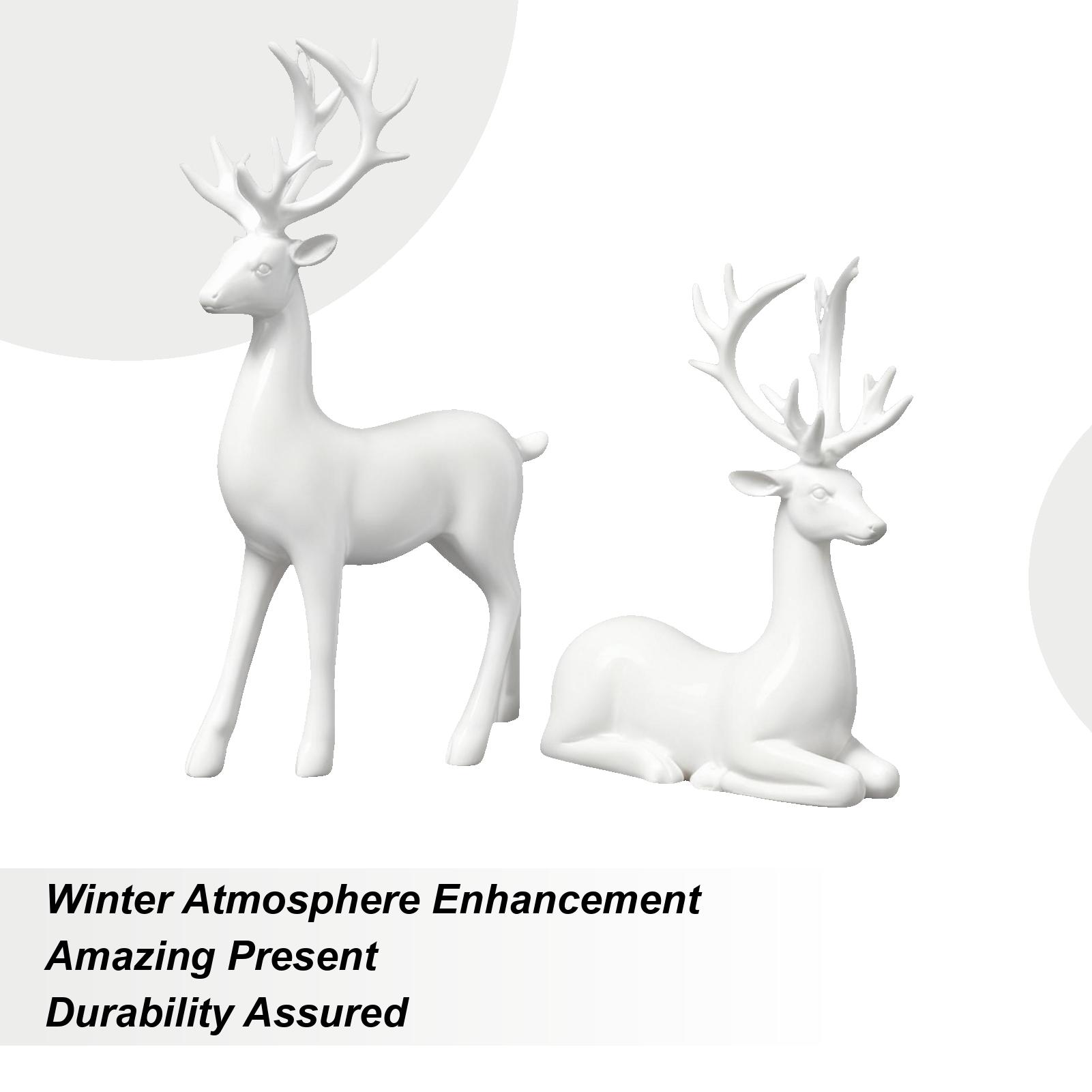 Reindeer Decor 2 Pieces Christmas Decor Deer Statues Elk Holiday Sculpture For Living Room Bedroom Holiday Winter Indoor Party China Mainland