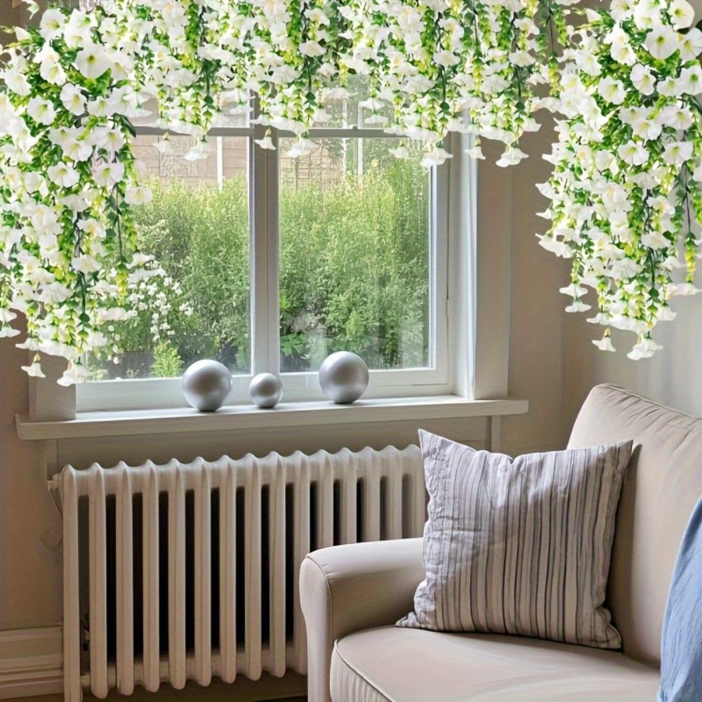 3 Artificial White Trumpet Flowers | Lifelike Hanging Flowers for Outdoor Faux Floral Arrangements | Suitable for Garden Decorations