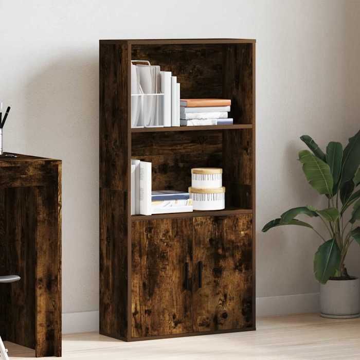 VidaXL Bookcase Smoked Oak 60x24x120 Cm Engineered Wood, Bookshelf, Storage Rack, Book Holder, 860422