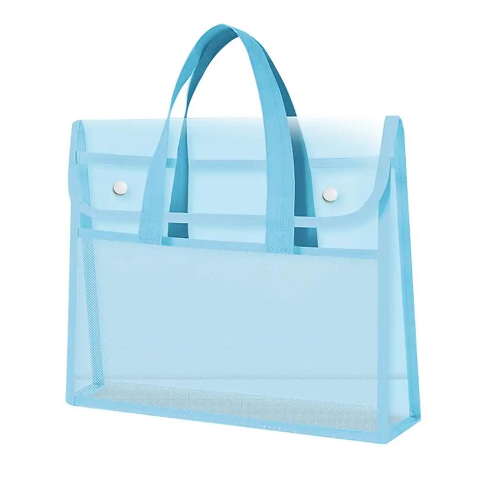 Expandable Transparent Plastic File Folder Waterproof A4 Letter Size File Pouch Portable Documents Tote Bag for Office School