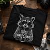 Cooles Waschbär trinkt Limo Shirt, Lustiges Tier Grafik T-Shirt, Süßes Wald Sommer Design, Geschenk für Naturfreunde, Unisex Freizeit Oberteil