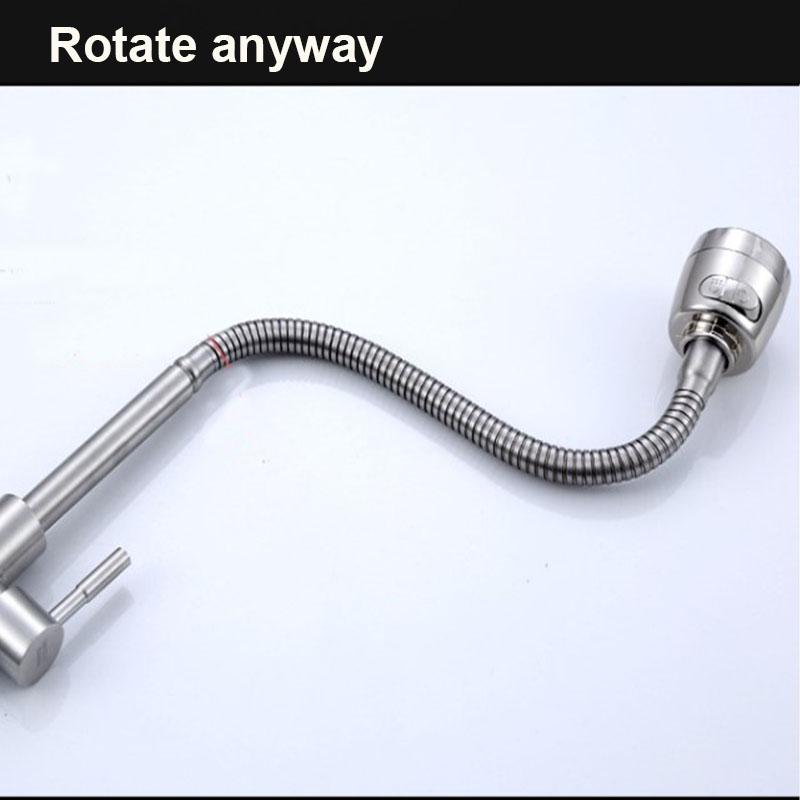Single Cold Water Kitchen Faucet Universal Rotation 304 Stainless Steel Single Handle Black Color Deck Mounted Sink Water Tap