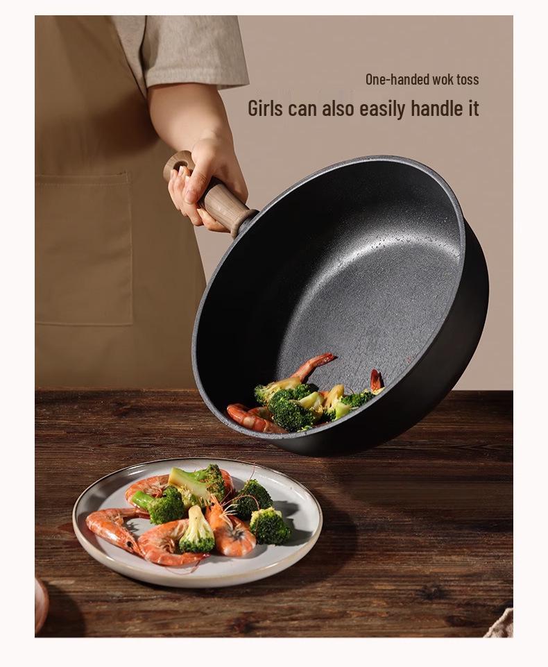 Titanium Non-Stick Frying Pan for Induction and Gas Stoves - Lightweight Flat-Bottom Wok for Stir-Fry Cooking