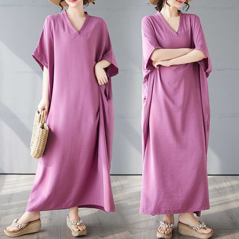 Summer Color Retro Long Skirt Cotton Linen Dress