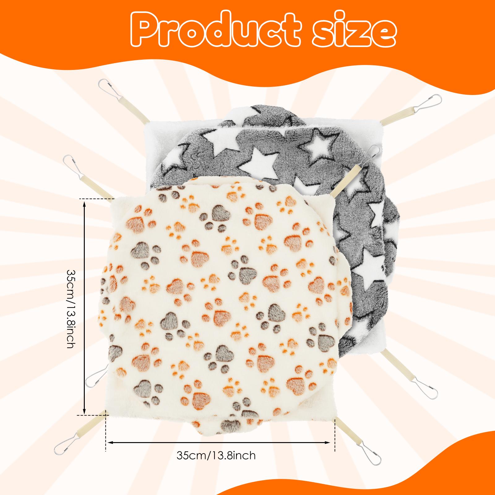 

2Pcs Ferret Hammock Flannel 3 Tiers Hamster Hammock Small Pet Cage Accessories Plush Warm Bed Sleeping Bag for Guinea Chinchilla