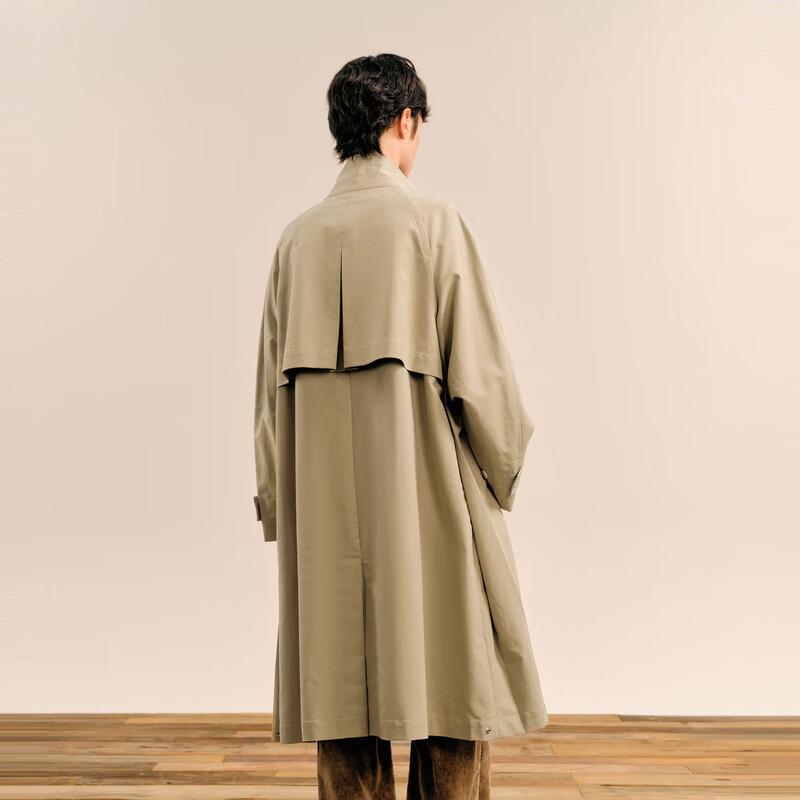 Croquis Men's Loose Fit Stand Collar Long Trench Coat 9O9910480