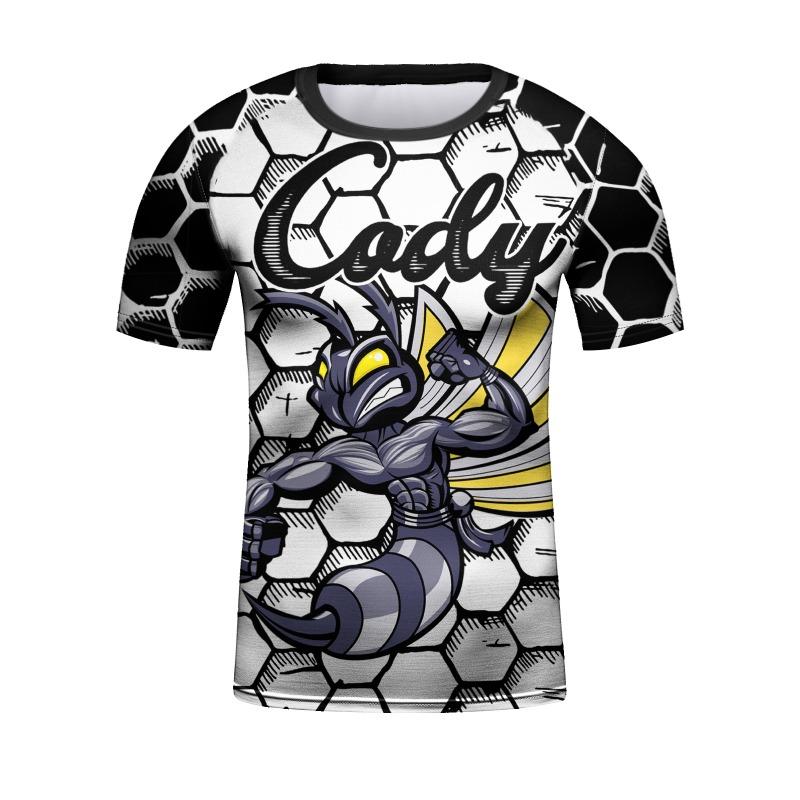 

2023 New Little Boy Animal Printed Workout T-Shirt Toddler Boy MMA Bjj Boxing Clothes Children Quickly Dye Sports T-Shirts XXS