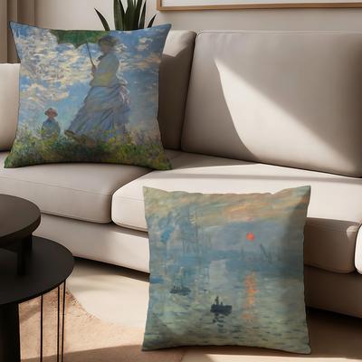 Federa Cuscino Arte Claude Monet Cuscini da Ufficio Adatti per Divano Auto Camera da Letto Copricuscino Decorativo