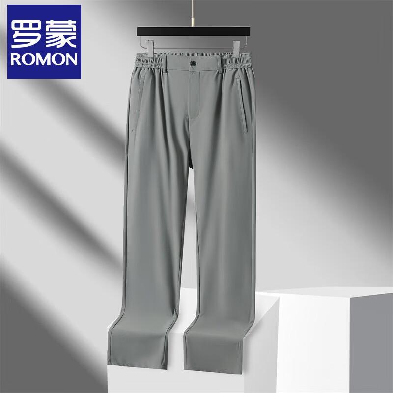 ROMON Men's Ice Silk Straight Fit Casual Pants