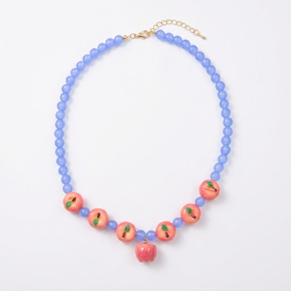 Layered Beads Fruit Necklace Colorful Beads Multi Layer Choker Bohemian Collarbone Chain  Beach Style 1