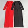 Elegant European & American Rhinestone Beaded Long-Sleeve Slim Fit Party Dress
