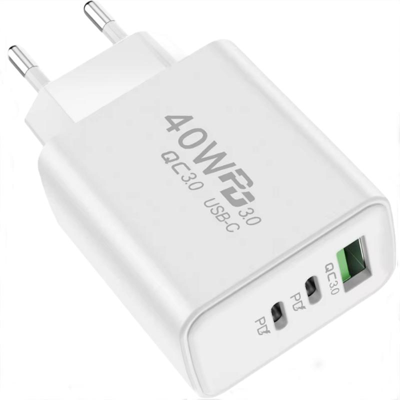 USB Type C Charger PD 40W Quick Charge Fast Charging Mobile Phone Wall Adapter for iPhone 16 Pro Samsung Xiaomi Power Adapter