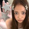 4pcs Korean Ins High-end Metal Silver Pentagram Duckbill Clip Millennium Women's Daily Wears Head Side Bangs Clip Decoration
