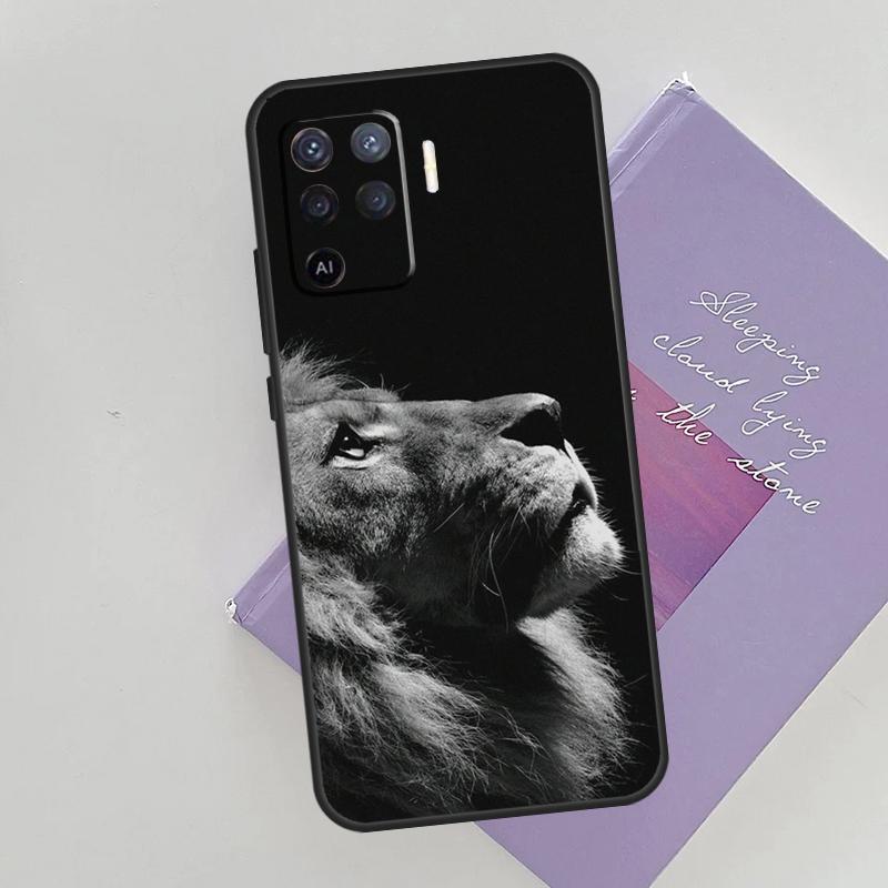 King Of The Jungle Lion Phone Case For Oppo A54 A74 A94 A15 A16 A17 A52 A72 A76 A96 A57 A58 A78 A98 A53S Cover Case