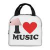 I Love Music Insulated Lunch Bag for Women Children Portable Food Boxes Thermal Lunch Box Tote