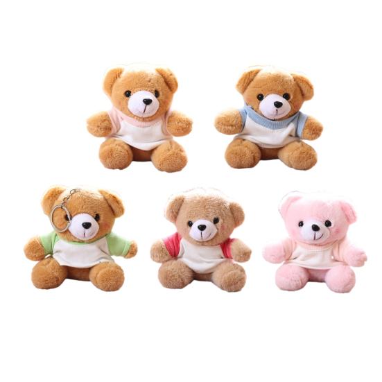 Doll Keychain Plush Pendant Bear T-Shirt Design Lightweight Key Holder Easy to Carry Keychain Backpack Accessories