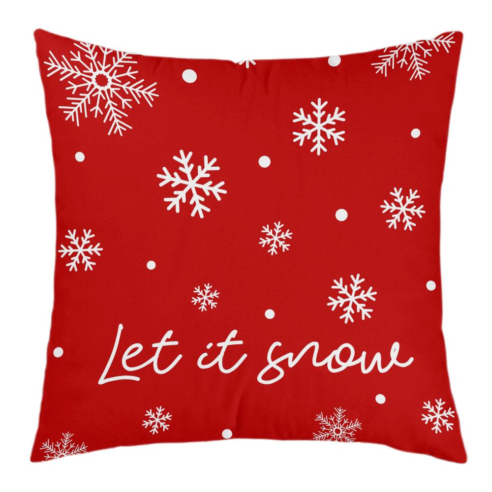 New Christmas Short Plush Pillow Cover Peach Skin Digital Printing Cushion Cover Christmas Snowman Pattern