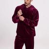 Fashion Solid Color Velvet Two Piece Sets Mens Fall Winter Casual Long Sleeve Hoodie And Pants Outfit Men Clothing Vintage Suits