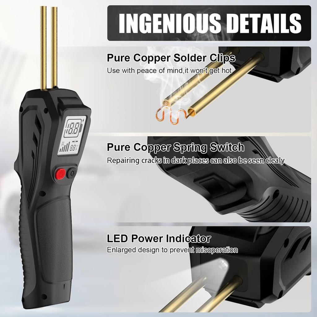 Cordless Plastic Welder Kit,Fast 3-Second Heat To 750°C, with Type-C Charger for Car Bumper Repair