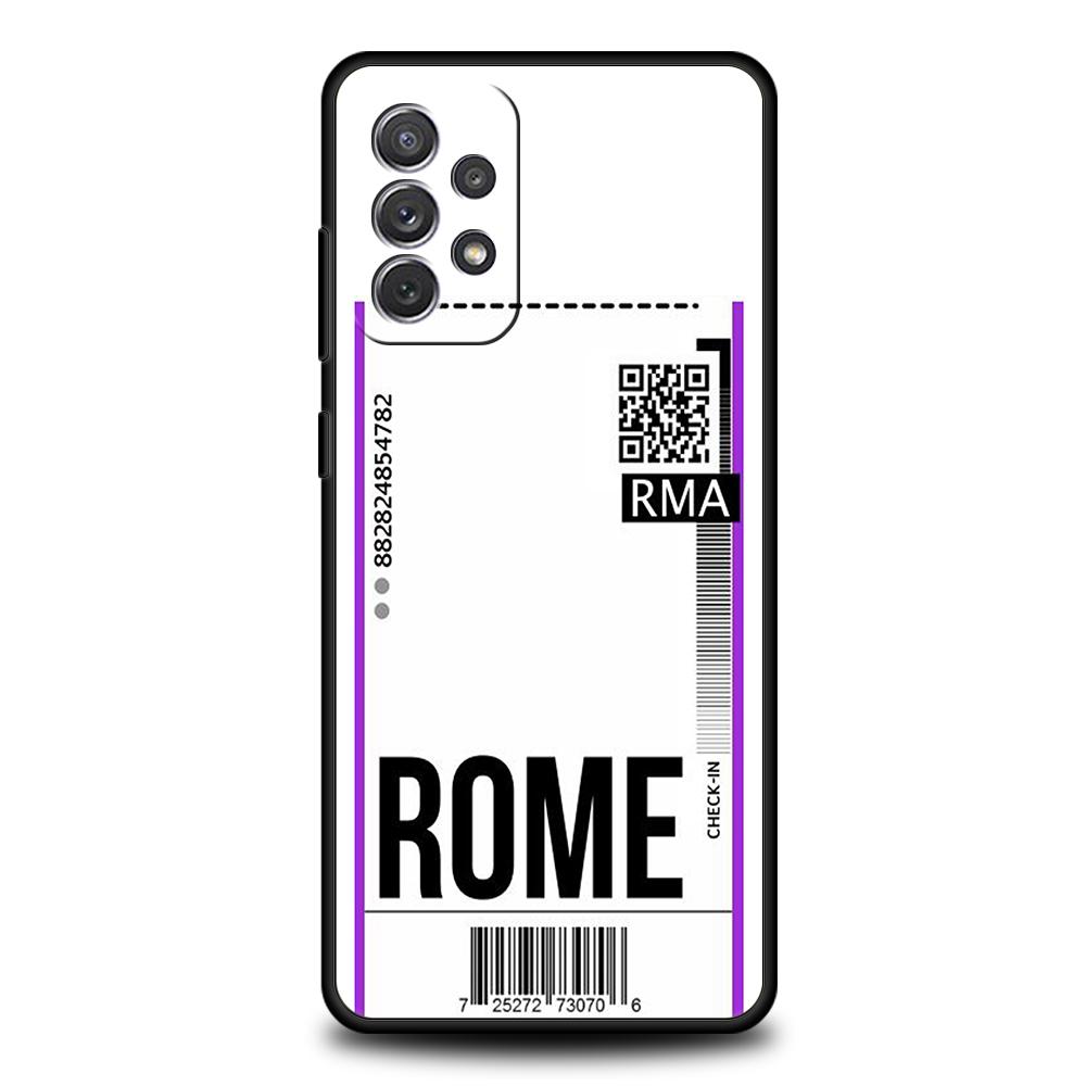 World Travel Ticket Seoul New York Phone Case for Samsung Galaxy A51 A71 A72 A73 A13 A23 A32 A33 A52 M31 M21 M22 A21S Soft Shell