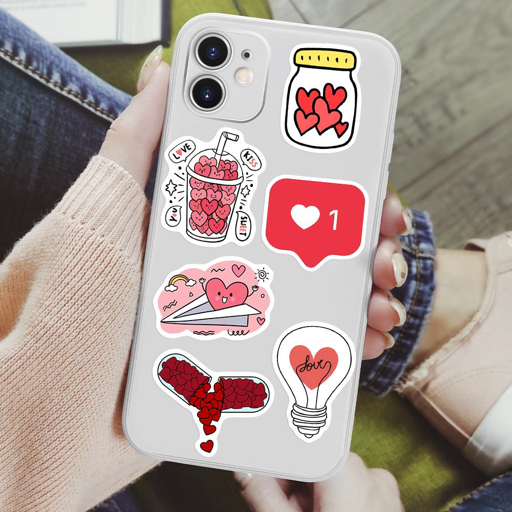 Valentine Day Red Love Heart Stickers DIY Toy Gift Decorative Decal for Scrapbook Journal Diary Laptop Luggage Cups Waterproof