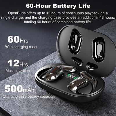 Open Ear Bluetooth 5.4 Headphones Wireless Bone Conduction Earbuds Built-in Mic Sport Over Earphones Ear Hooks Waterproof IPX7
