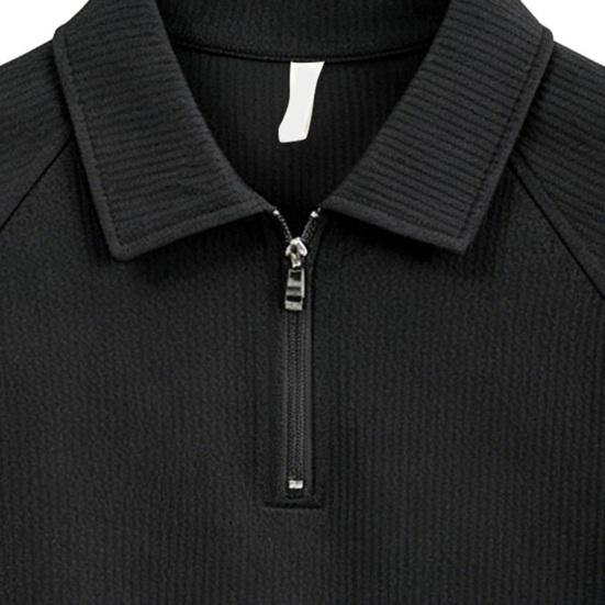 Men Quarter Zip Shirt Loose Fit Turndown Collar Short Sleeve Textured Shirt Casual Solid Color Golf Shirt for Office Daily Life Date