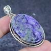 Natural Russian Charoite Gemstone 925 Sterling Silver Jewelry Pendant 2.21" Q3v28