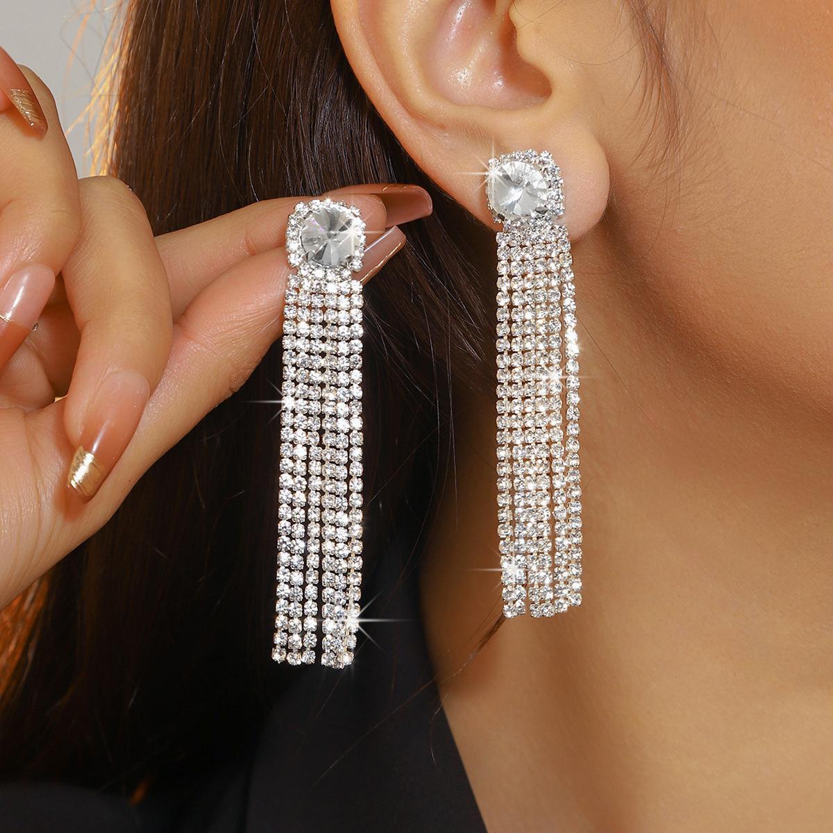 Серьги-кисточки из высококлассных сверкающих страз, серьги с цирконом, медные серьги