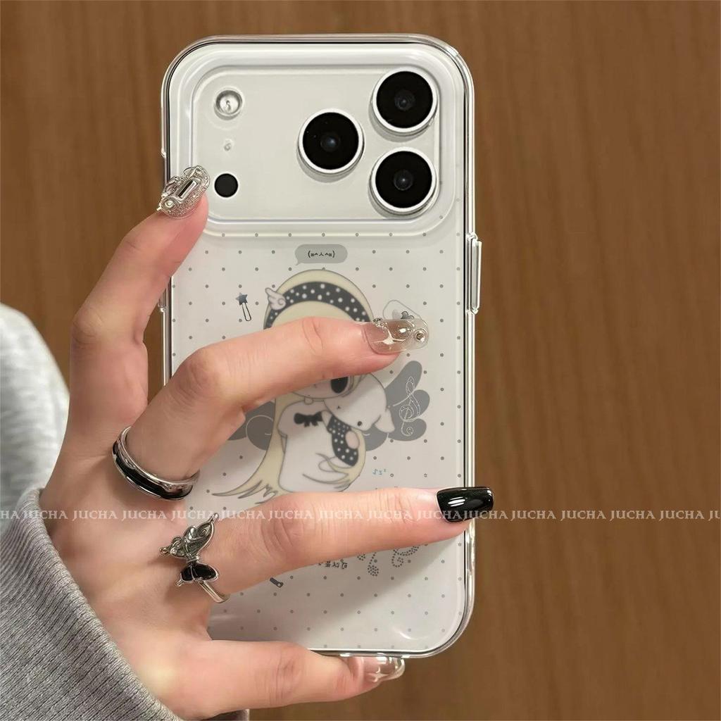 Applicable iPhone 11 case por fun cartoon iphone11 Korean ins premium sense 11 black angel girl