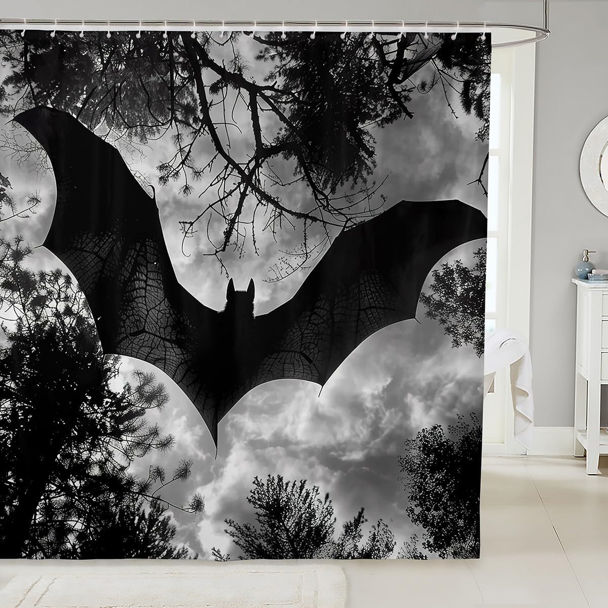 

Flower Dragon Shower Curtain,Japanese Style Dragon Bathroom Curtain Kids Boys Girls Bathroom Decor,Magical Animal Bath Curtain W60H190(CM)-1 Pcs