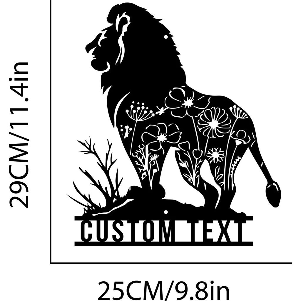 Metal Wall Art King Lion Wild Animal Home Decor Floral Gift for Men
