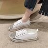 2025 New Rhinestone Flat Bottom Platform Shoes Fashion Casual Shoes Women Loafers Designer Little White Shoes Zapatos De Mujer