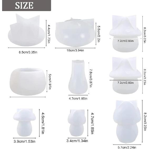 Resin Mold Silicone, Cute Mushroom Jar Series Resin Mold Silicone with Lid (7-PCS), Epoxy Mold Silicone DIY Casting Craft for Storage Bottles, Candy