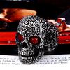 Men's Fashion Skull Ring Retro Red Inlaid Ghost Head Ring