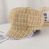 New Plaid Spring and Summer Plaid Japanese Designer Joint Plaid Lace Edge Beret Octagonal Hat Sweet Painting
