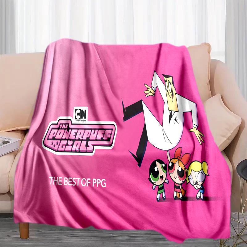 1PC The Powerpuff Girls printed blanket, all season lightweight home office outdoor nap multifunctional blanket A1