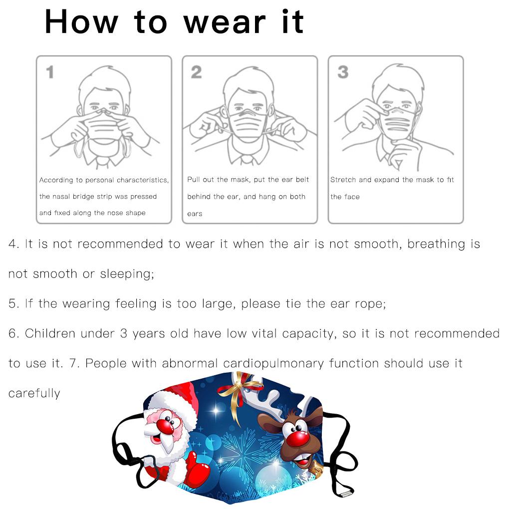 Weihnachtliches Mund-Nasen-Maske Staubdicht Atmungsaktiv Druckmaske mit Elastischem Ohrband Typ 5