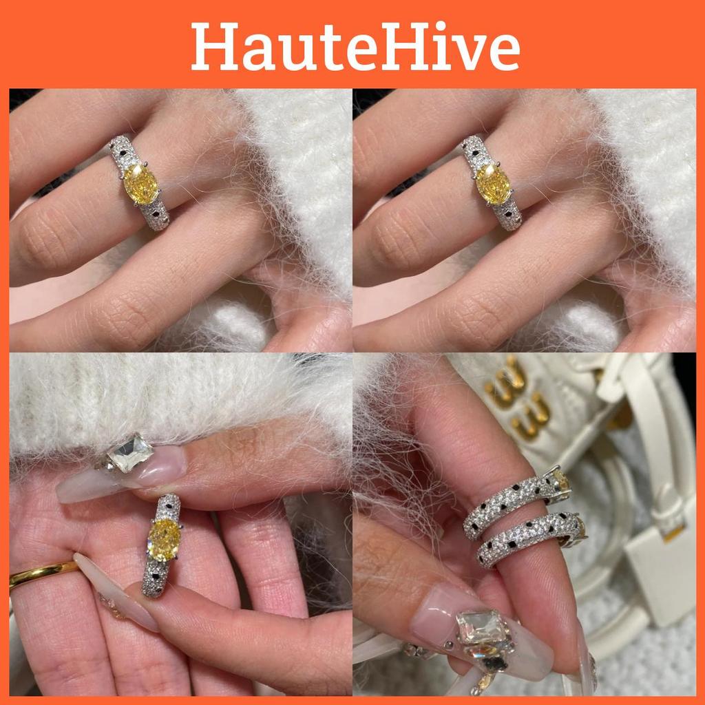 Stunning 2024 Summer Collection Womens Yellow Diamond Adjustable Ring Chic Fresh Style