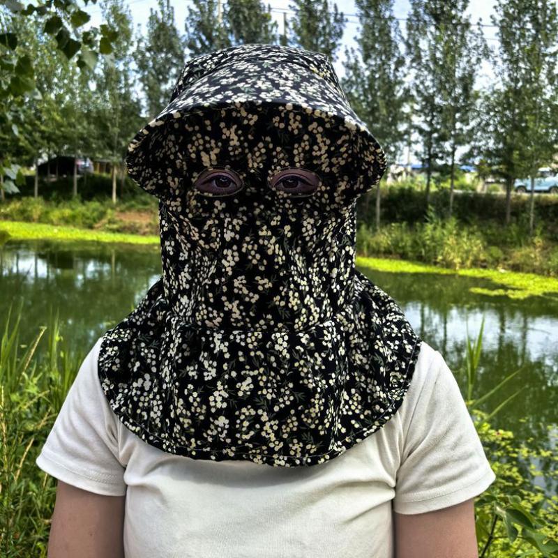 

1Pcs Plaid Full Coverage Uv Protection Big Brimmed Sunscreen Hat Women Sun Protection Hat With Face Neck Cover For Outdoor