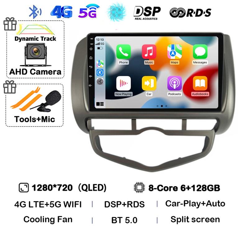 Android 14 Auto Carplay WIFI+4G For HONDA JAZZ City 2002 - 2007 HD 2 Din Car Radio Multimedia Video Player Stereo GPS 360 Camera