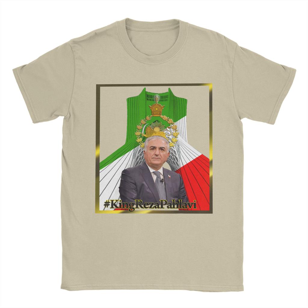 Crown Prince Reza Pahlavi with SHAHYAD TOWER TShirt Unisex Vintage Cotton Tee Shirt O Neck Short Sleeve T Shirt Original Clothing