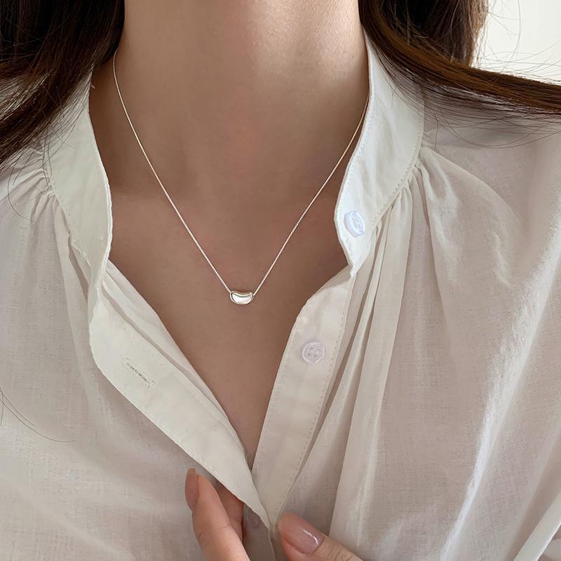 925 Silver Geometric Necklace Women Simple Personality Charm Pendant Choker Birthday Gift Exquisite Jewelry