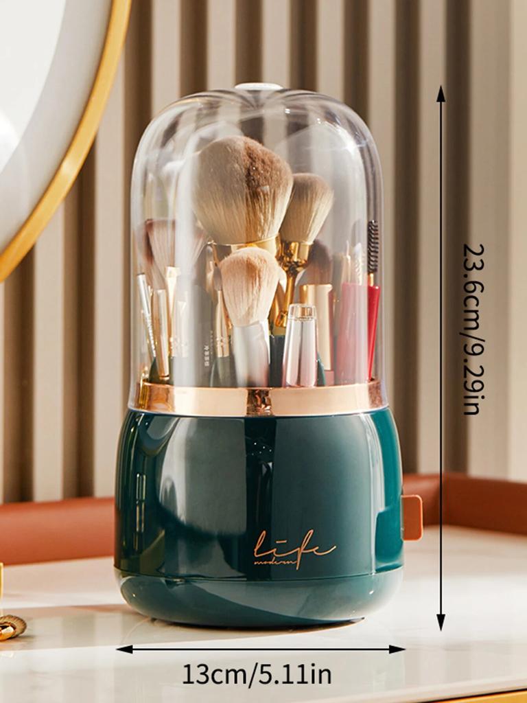 1PC Makeup Brush Storage Bucket Dustproof Hose Cover Partition Can Rotate The Pen Holder Transparent Box Desktop