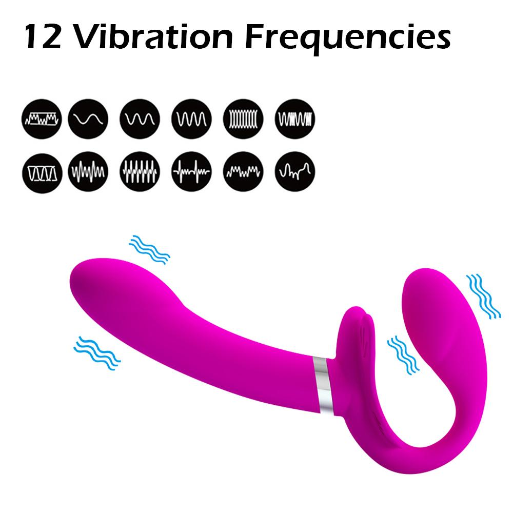 PrettyLove Strapless Strap-on Dildos Vibrators For Women 12 Speed Vibrating Double Penetration Strapon Vibrator Lesbian Sex Toys