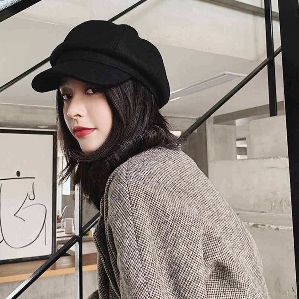 Solid Color British Berets Thick Painter Caps Elegant Artist Hat  Travel